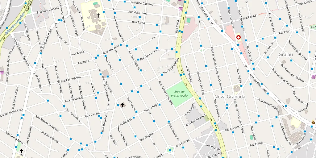 Mapa das ruas em volta da Rua Gama Cerqueira, 336, no bairro Nova Suíça